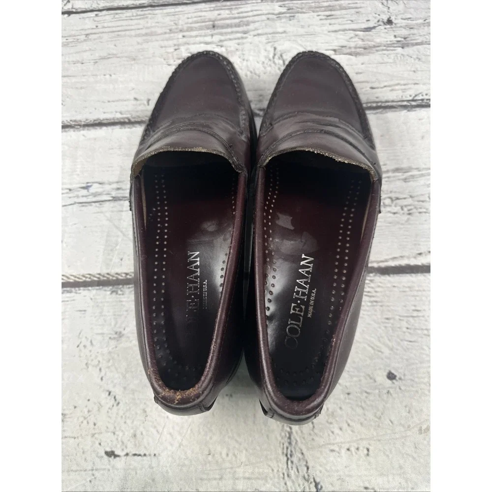 Cole Haan Penny Loafers Dark Maroon/Brown Leather Men's Size 9.5 B